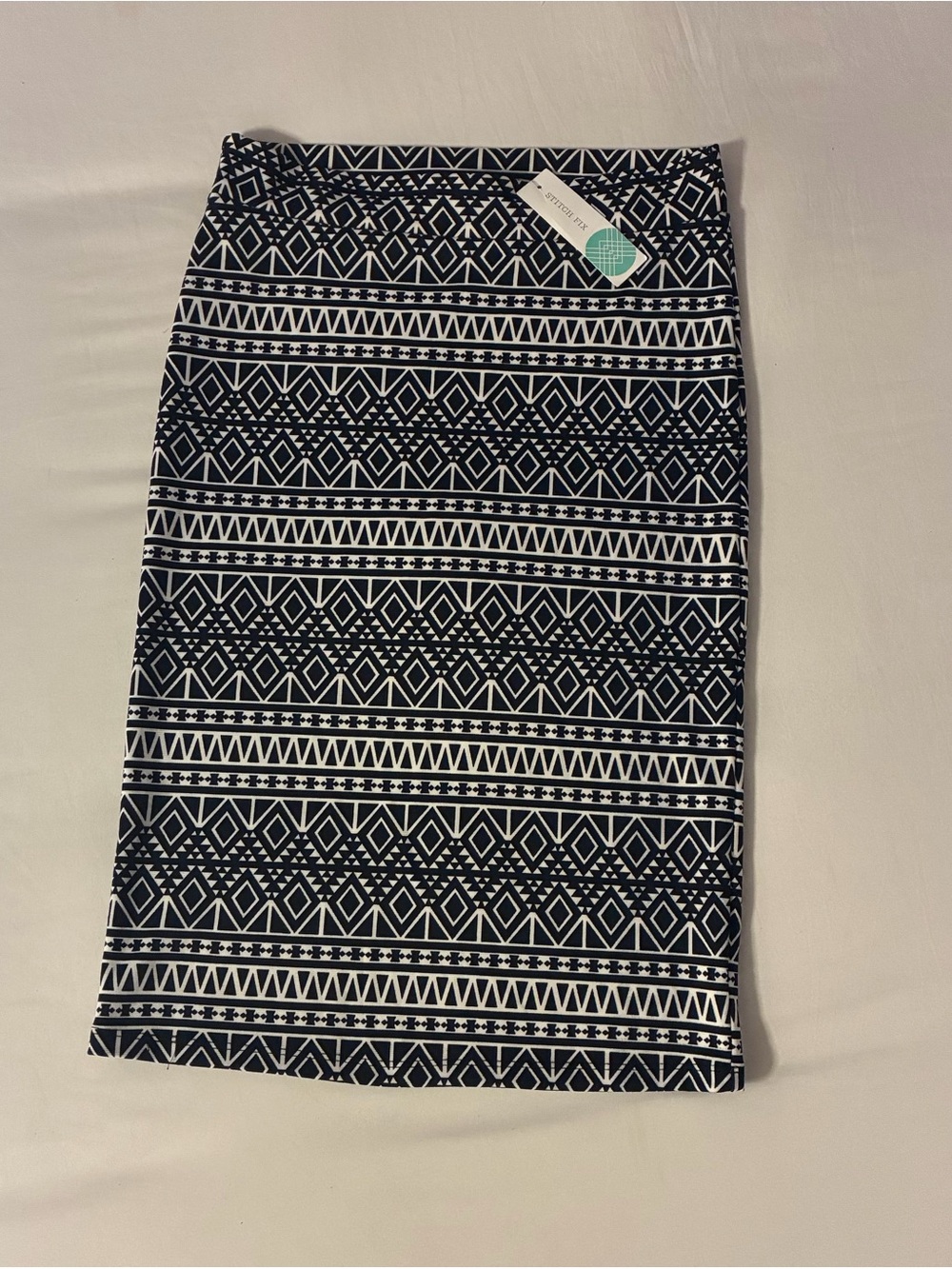 Pixley Black and White Geometric Pencil Skirt